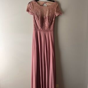Dust Rose lace chiffon bridesmaid dress